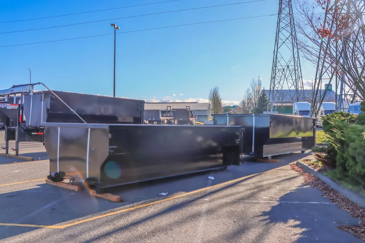 Roll-off dumpster ready for waste disposal at job site for 4 Yard Dumpster Rental in Dudley